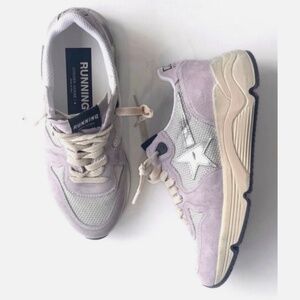 Golden Goose Running Sole Sneaker Iris Suede/White/Silver sz 35 New in Box